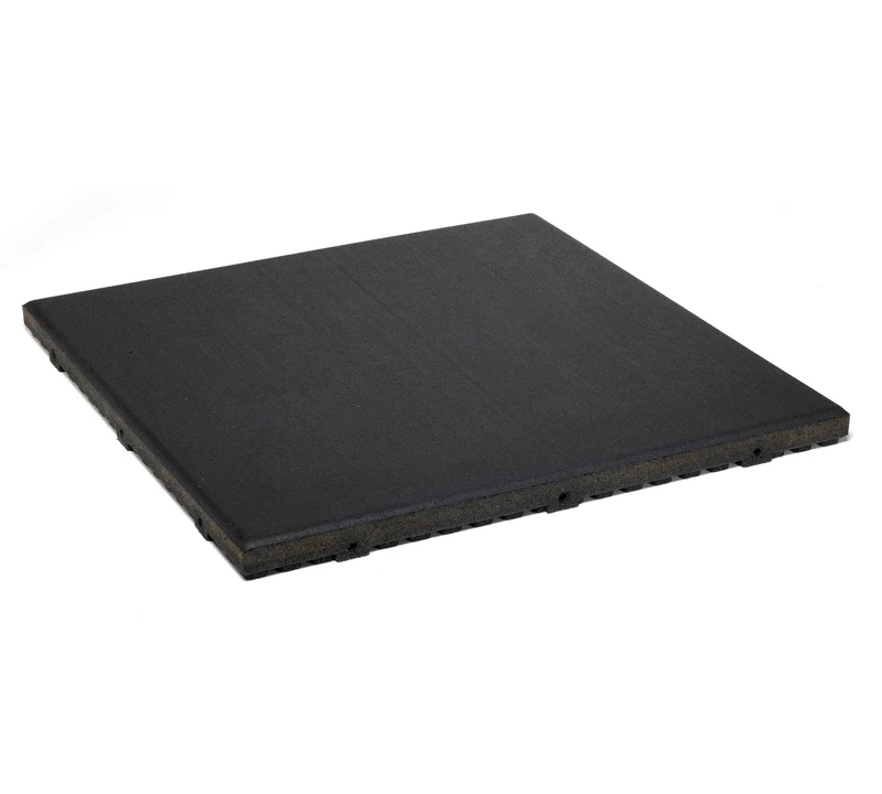 1 Inch Rubber Tiles - 24 X 24 Interlocking Impact-Absorbing Gym Flooring, Recycled, USA-Made