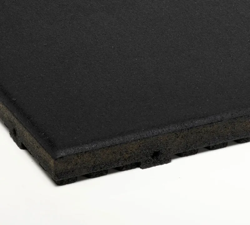 1 Inch Rubber Tiles - 24 X 24 Interlocking Impact-Absorbing Gym Flooring, Recycled, USA-Made