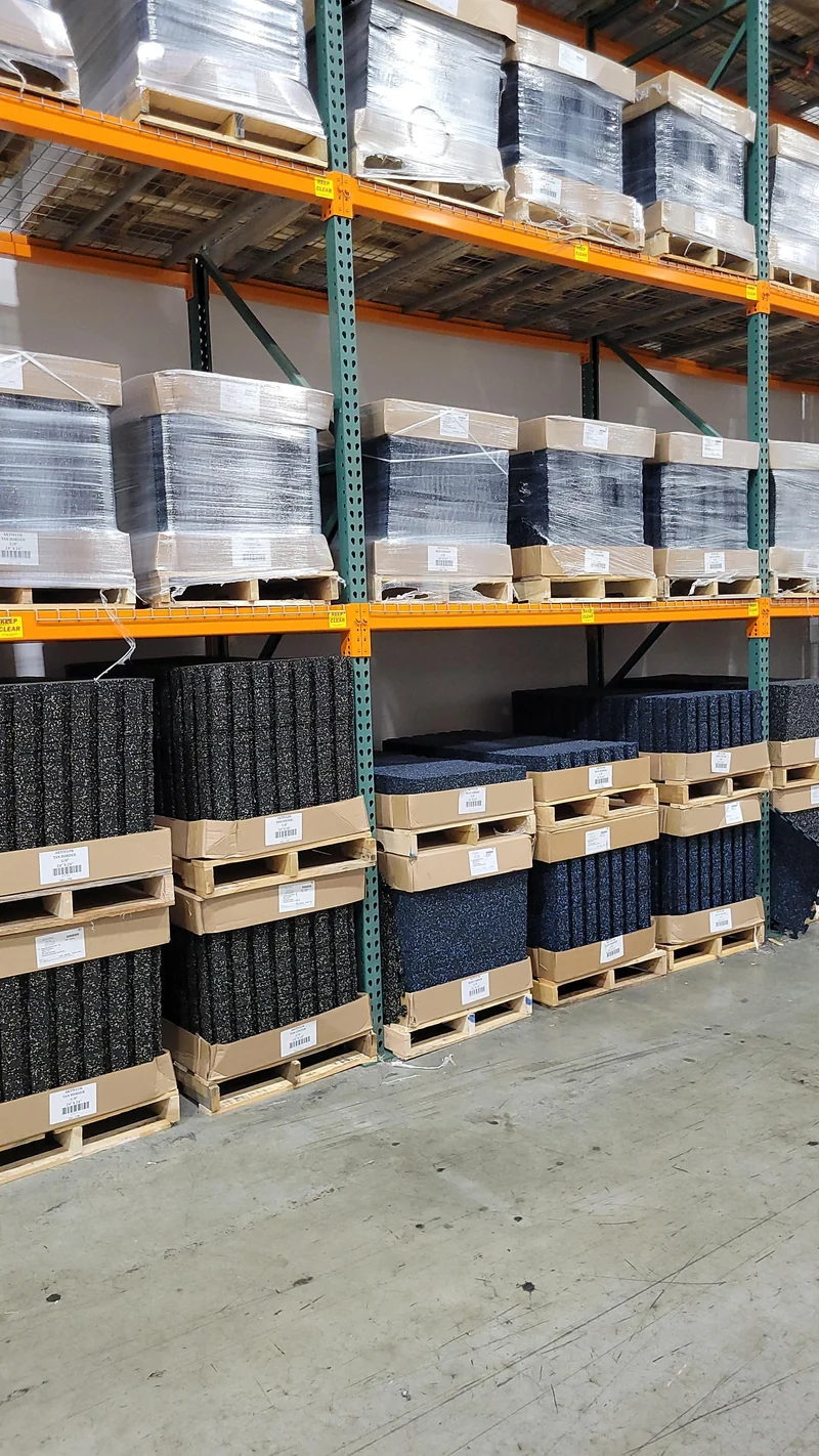 Interlocking Rubber Gym Tiles - 24" x 24", Recycled Rubber, Made In USA - California Warehouse