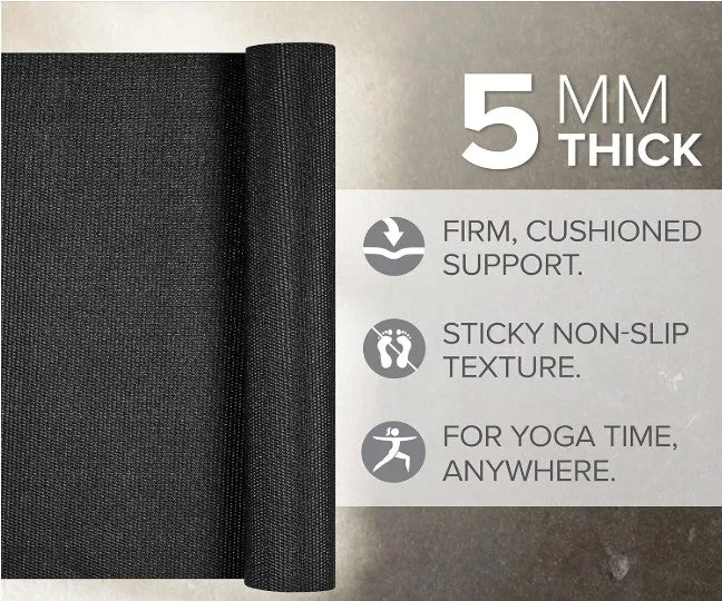 GAIAM Classic 5mm Yoga Mat, Textured Non-Slip Surface, Lightweight PVC Pilates Mat