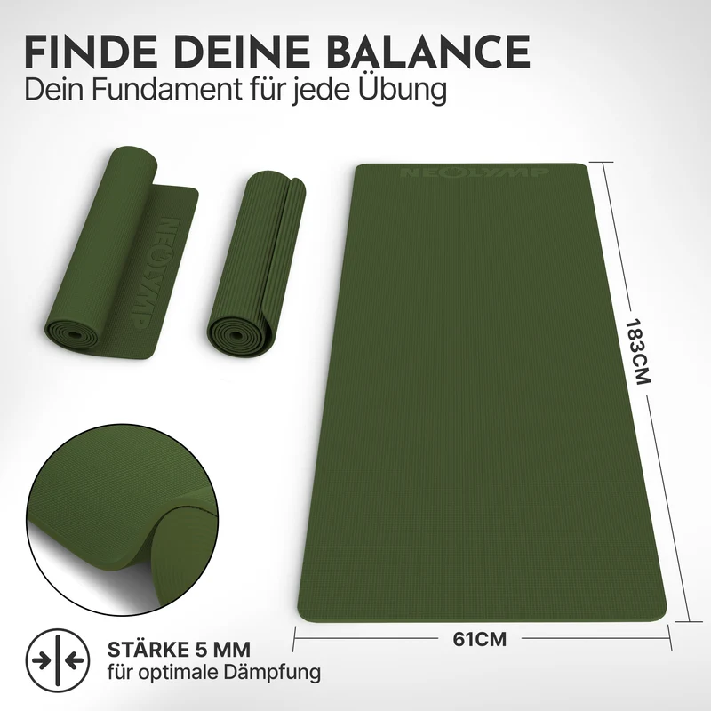 Premium Yogamatte – ideal für Yoga, Pilates & Gymnastik – Olivgrün | B-Ware