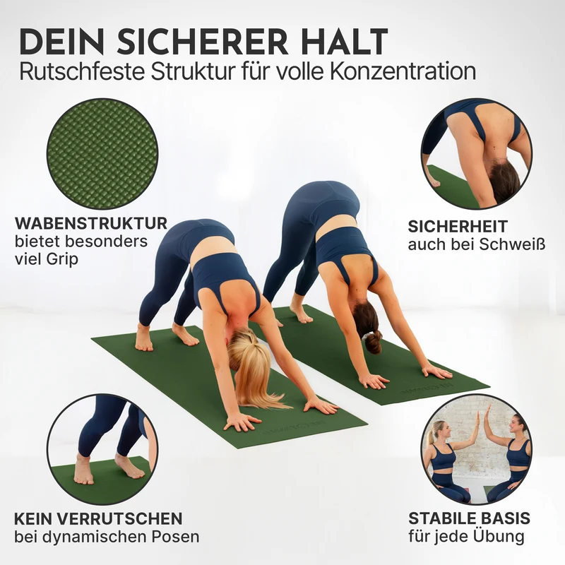 Premium Yogamatte – ideal für Yoga, Pilates & Gymnastik – Olivgrün | B-Ware