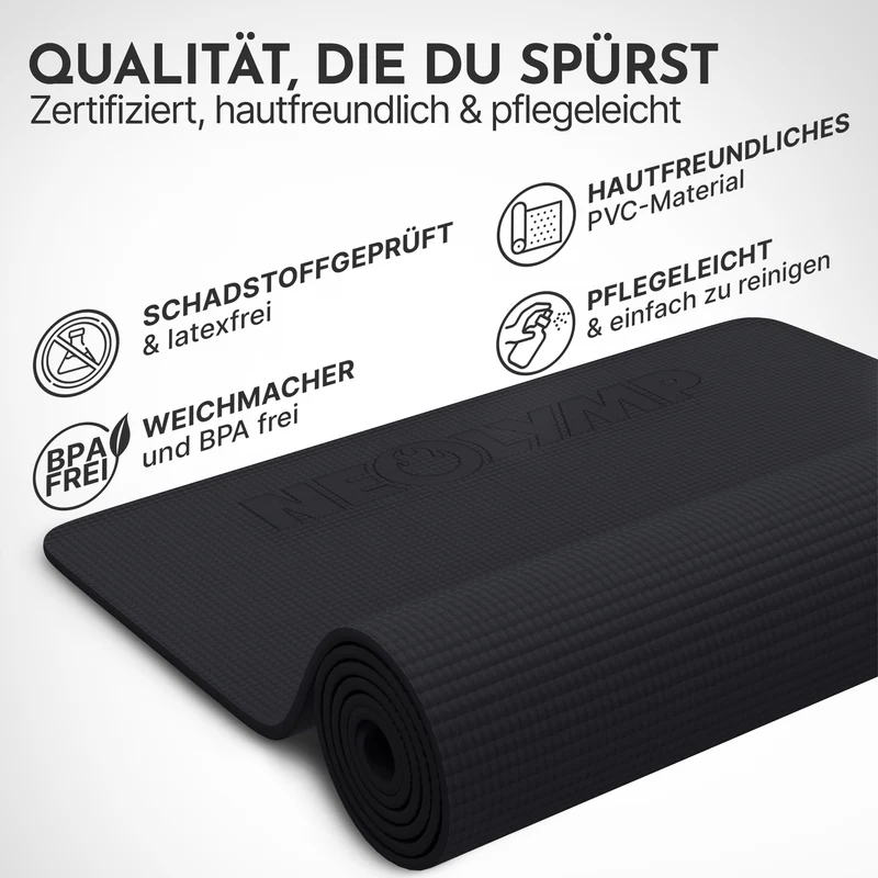 Premium Yogamatte – ideal für Yoga, Pilates & Gymnastik – Schwarz | B-Ware