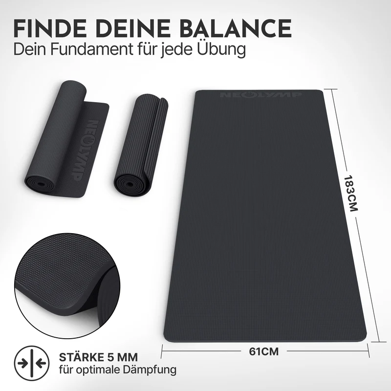 Premium Yogamatte – ideal für Yoga, Pilates & Gymnastik – Schwarz | B-Ware