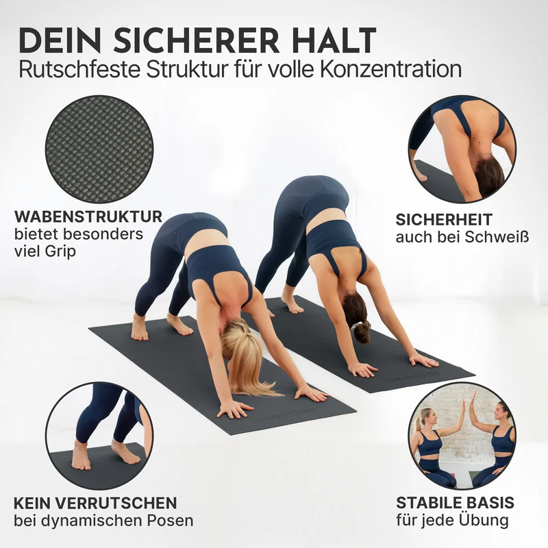 Premium Yogamatte – ideal für Yoga, Pilates & Gymnastik – Schwarz | B-Ware