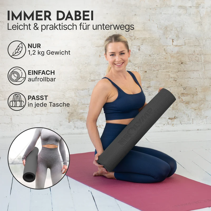 Premium Yogamatte – ideal für Yoga, Pilates & Gymnastik – Schwarz | B-Ware