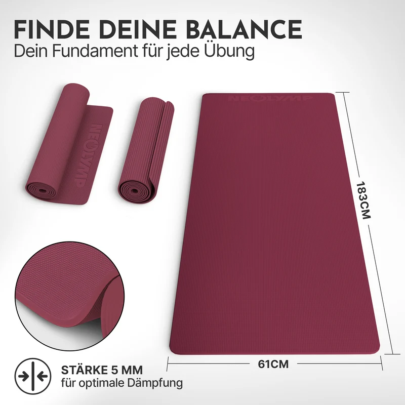 Premium Yogamatte – ideal für Yoga, Pilates & Gymnastik – Aubergine | B-Ware
