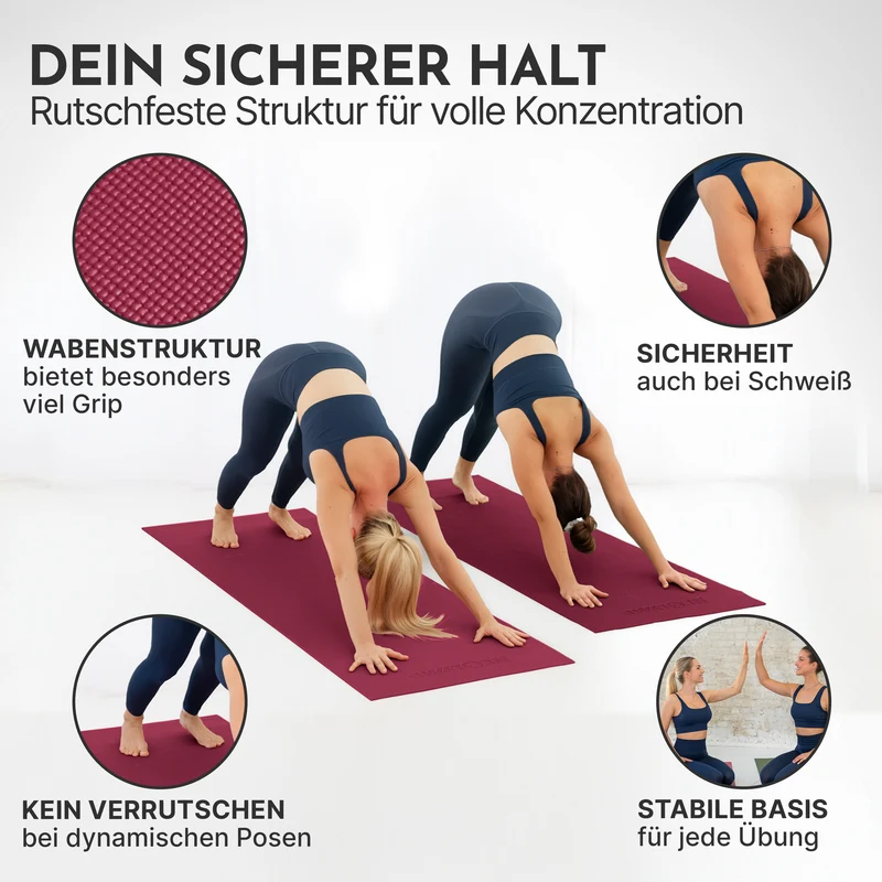 Premium Yogamatte – ideal für Yoga, Pilates & Gymnastik – Aubergine | B-Ware