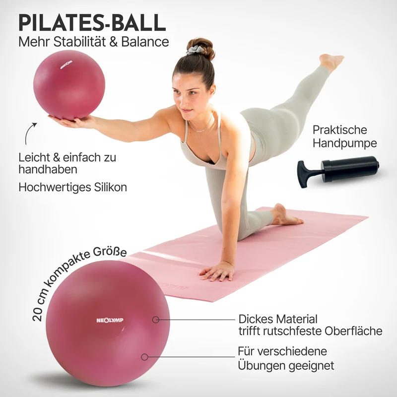 Pilatesball 20 cm - aus Silikon, inkl. Ballpumpe – Berry | B-Ware