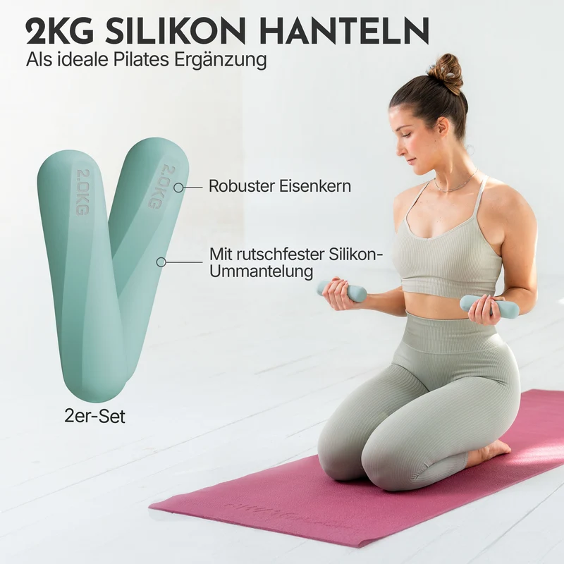 Pilateshanteln 2er Set aus hochwertigem Silikon, 1-2 kg