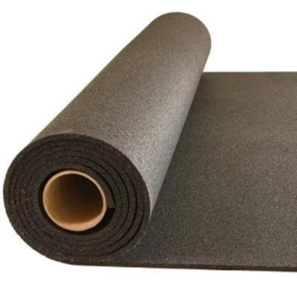 Rubber Gym Flooring Rolls - Black, 48-Inch Wide, Recycled USA-Made, Slip-Resistant