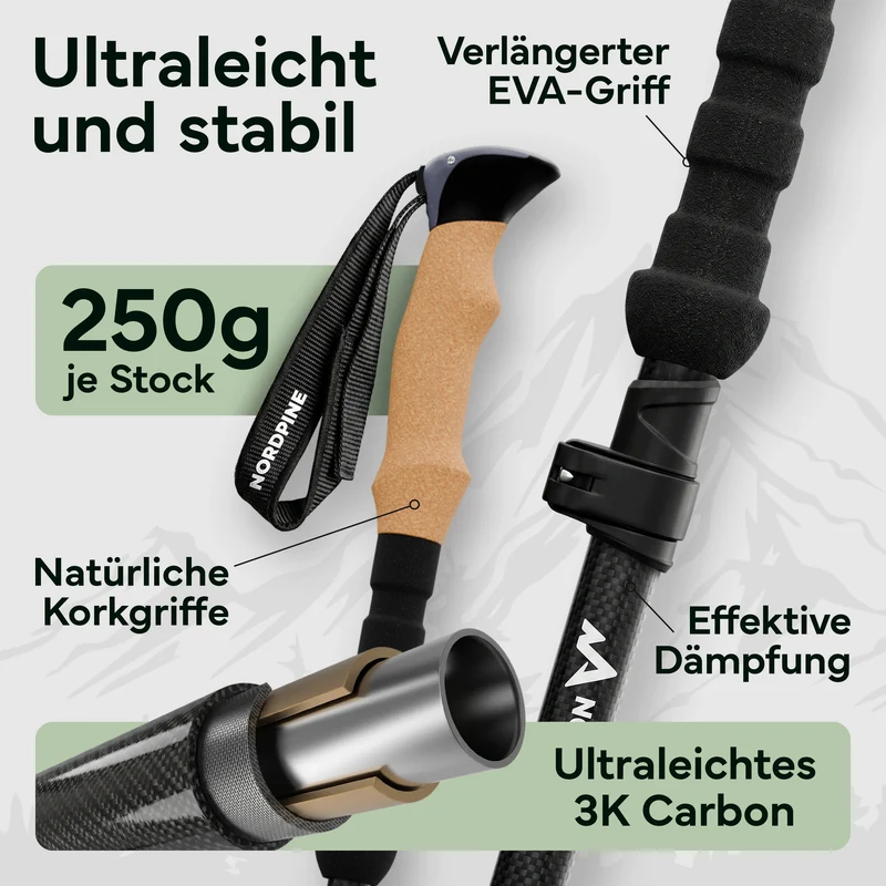 Faltbare Wanderstöcke aus Carbon / Aluminium