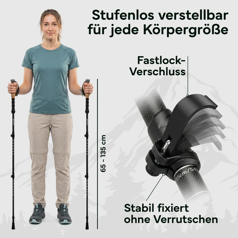 Teleskop Wanderstöcke aus Carbon / Aluminium