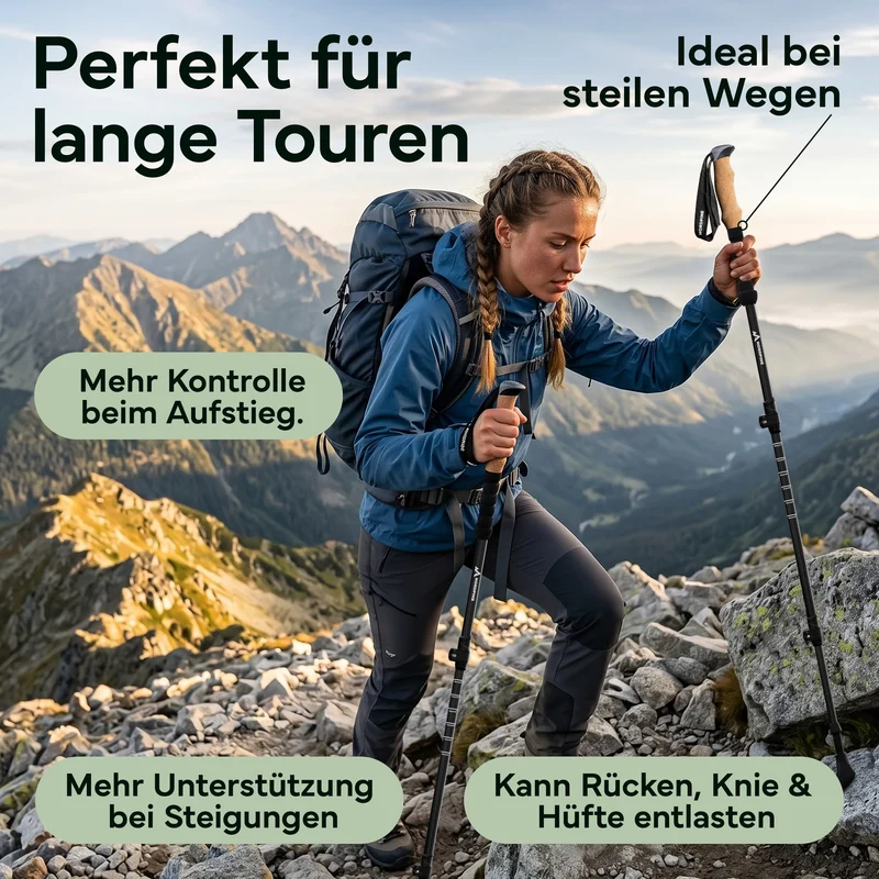 Teleskop Wanderstöcke aus Carbon / Aluminium