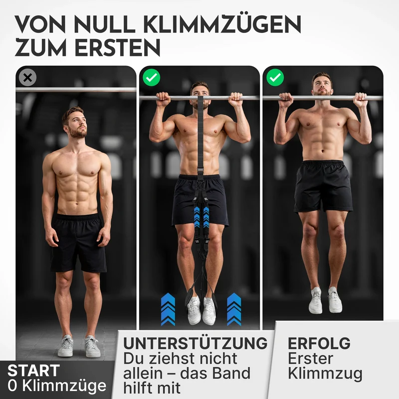 Klimmzughilfe - mit Fußschlaufen und 4-Bänder-System