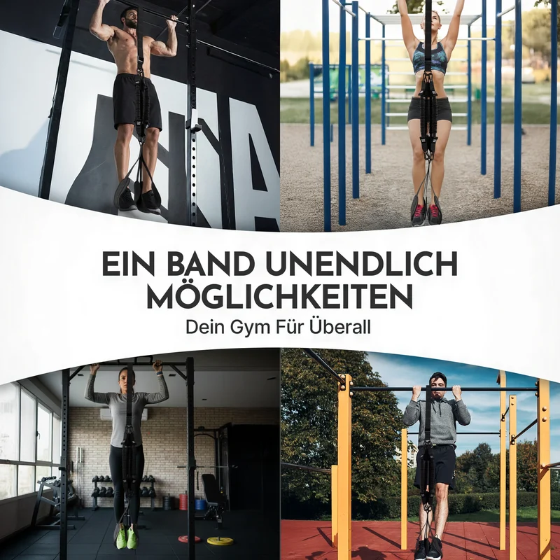 Klimmzughilfe - mit Fußschlaufen und 4-Bänder-System