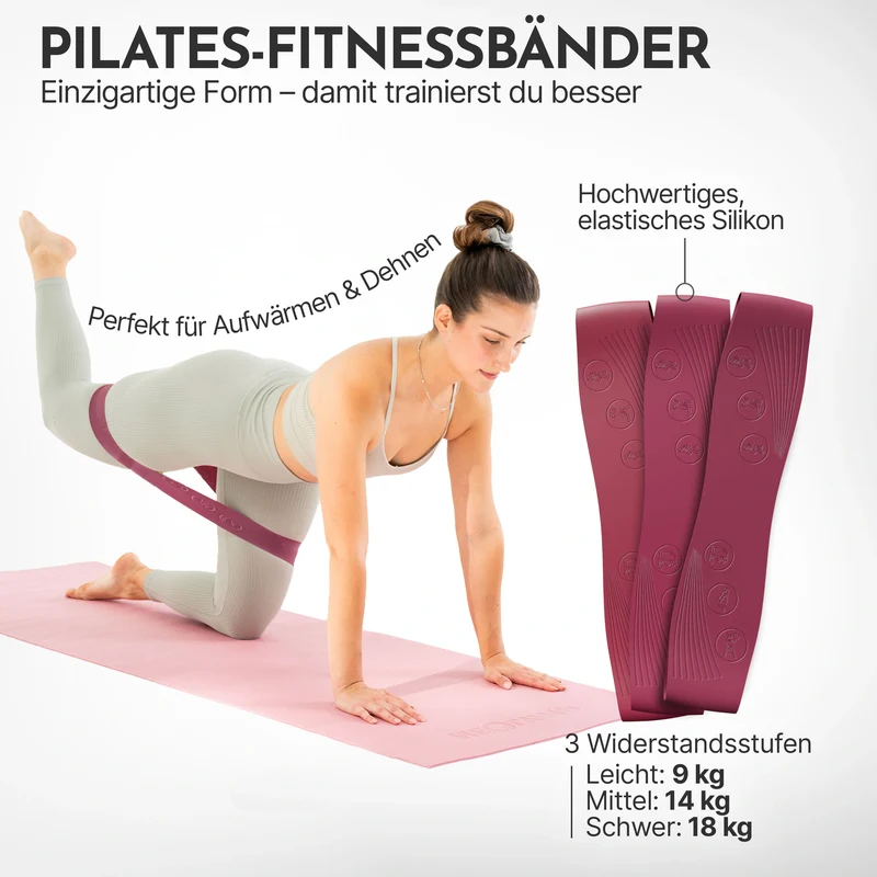 Pilatesbänder 3er Set - aus Silikon