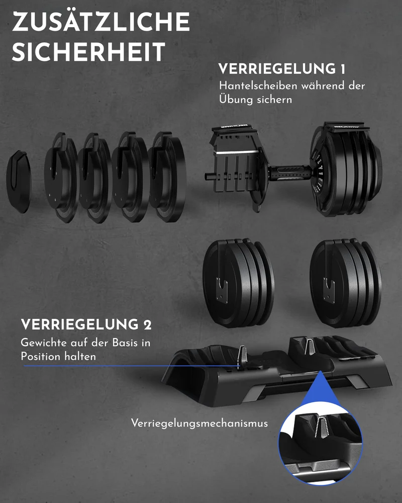 3-in-1 Hantelset zum Verstellen 24kg