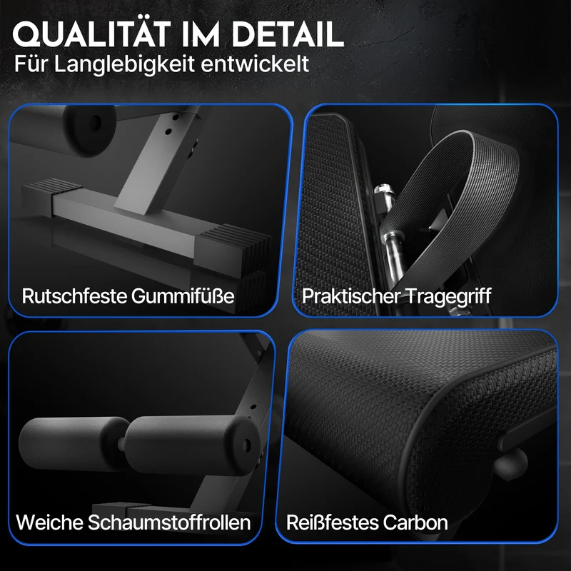 Hantelbank schwarz - rutschfest, mit Carbonfaser-Bezug