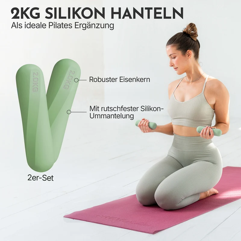 Pilateshanteln 2er Set aus hochwertigem Silikon, 1-2 kg
