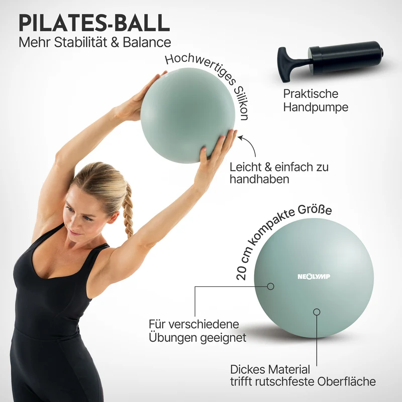 Pilatesball 20 cm - aus Silikon, inkl. Ballpumpe