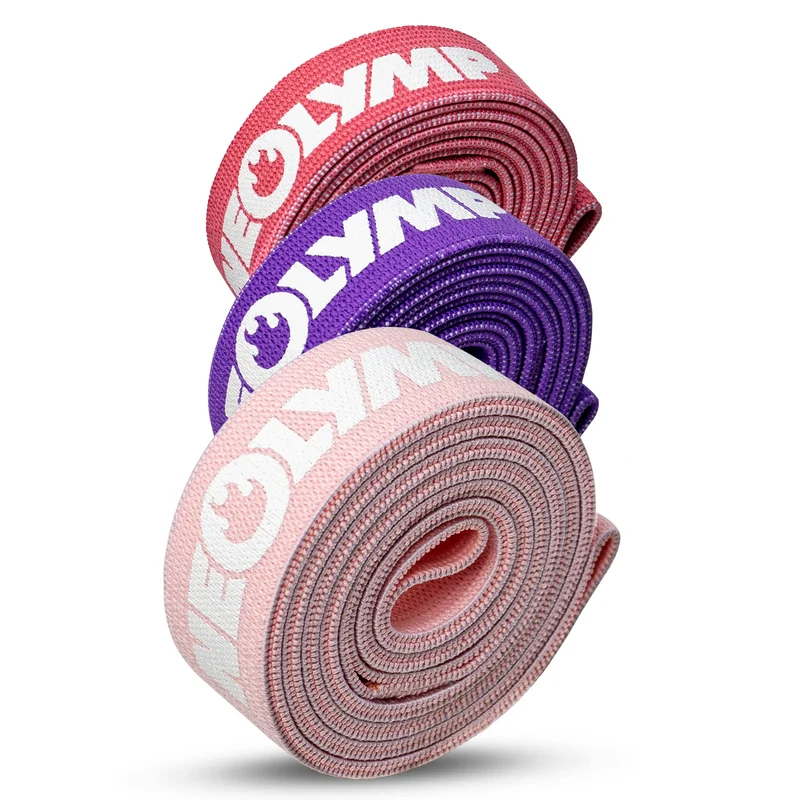 Fitnessbänder lang aus Stoff – 3er Set Pink Edition (B‑Ware)