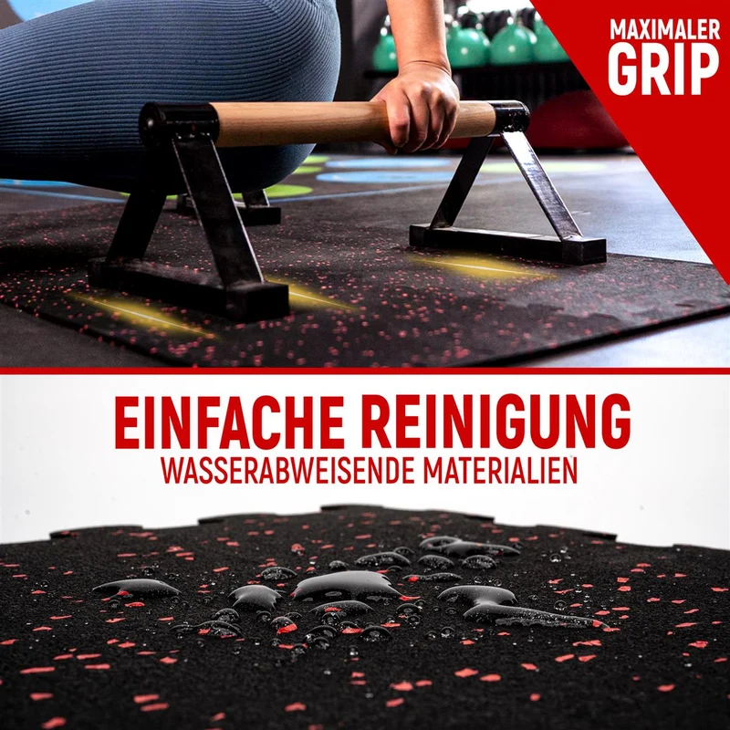 Premium Bodenschutzmatte aus extra dichtem Kautschuk (schwarz-rot)
