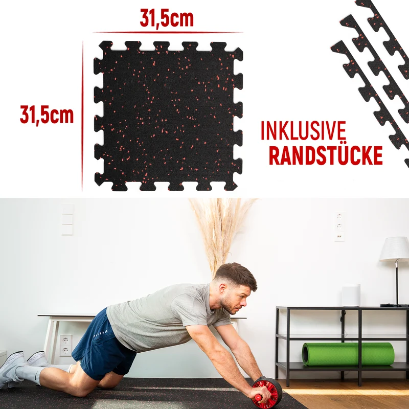 Premium Bodenschutzmatte aus extra dichtem Kautschuk (schwarz-rot)