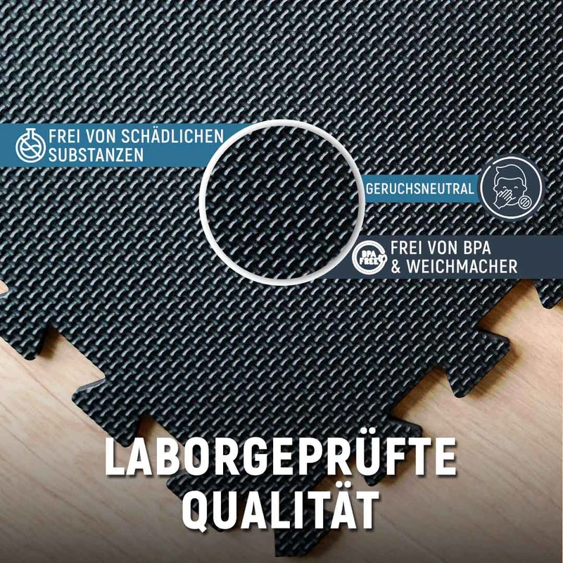 Puzzlematten aus Schaumstoff (Sportsboden, Fitnessunterlage) (Schwarz)