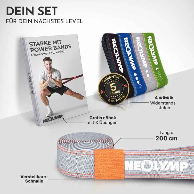 Powerband aus Stoff mit Verstellschnalle – Powerband in grau (leicht) (B‑Ware)