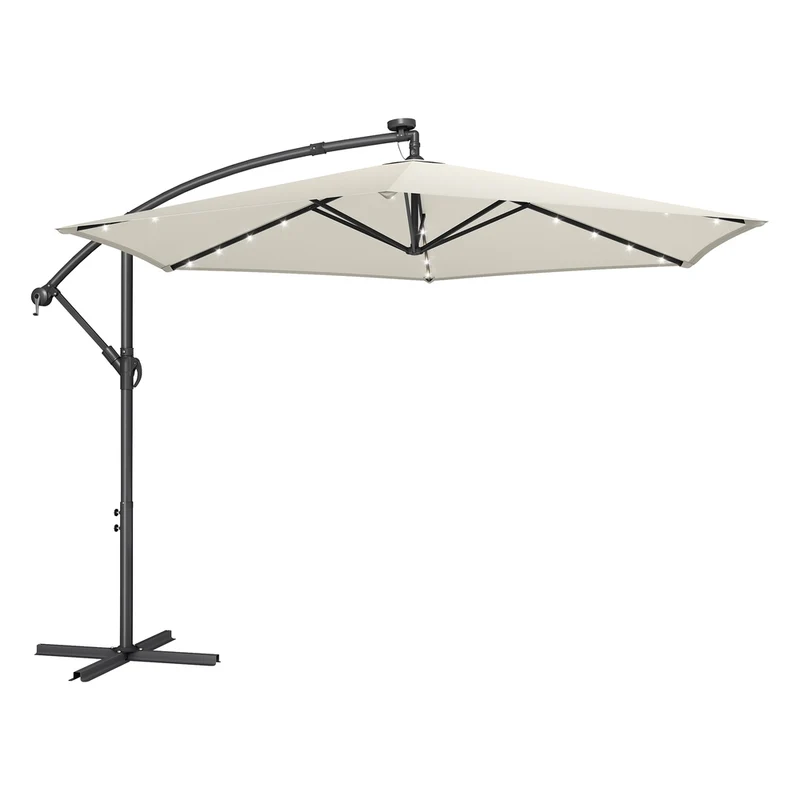 Sonnenschirm mit LED-Solar-Beleuchtung und Ständer