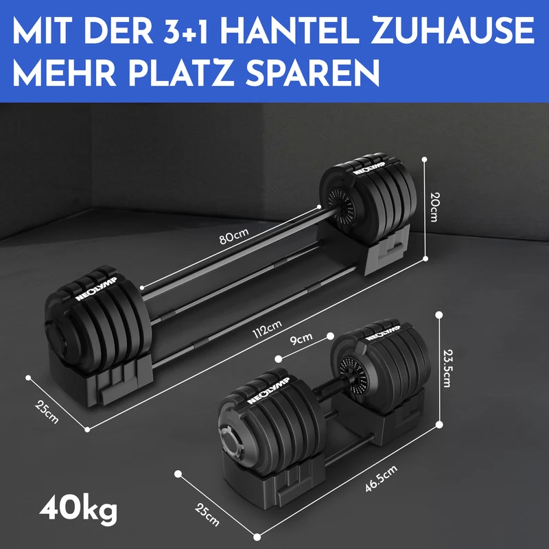 2-in-1 Hantelset zum Verstellen 41kg (B‑Ware)
