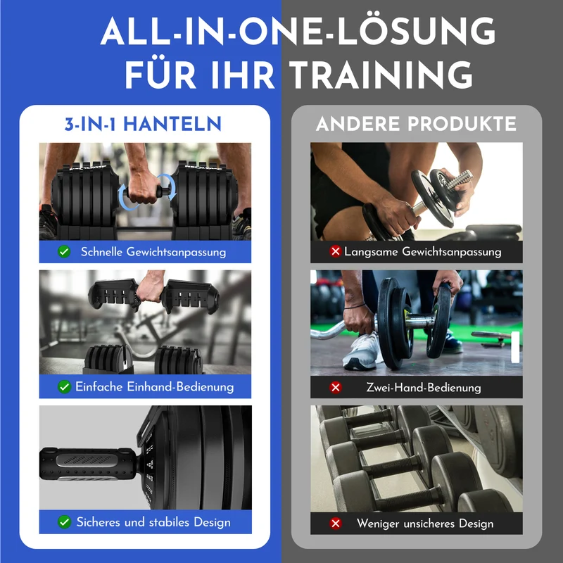 2-in-1 Hantelset zum Verstellen 41kg (B‑Ware)
