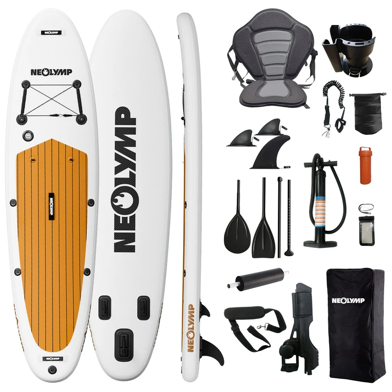 Stand-Up Paddle Board (SUP) Komplettset (13-teilig) – Holzoptik (B‑Ware)