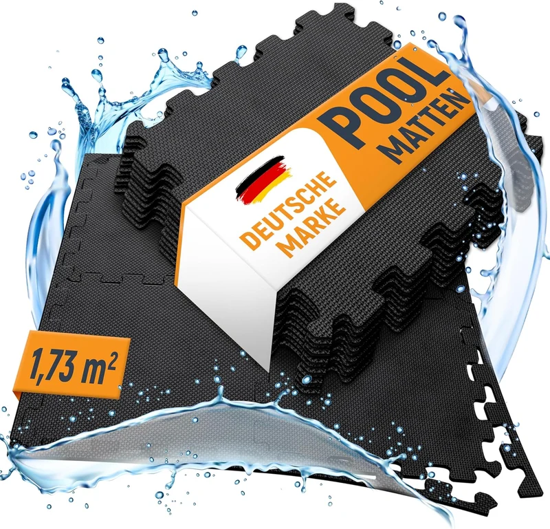Bodenschutzmatte Pool Outdoor, zuschneidbar, für Whirlpool und Planschbecken – Schwarz (B‑Ware)