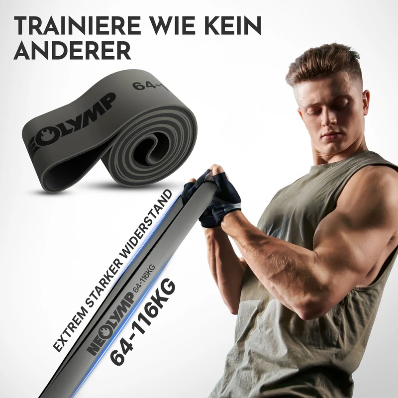 Heavy Resistance Bands aus Latex grau – 3er Set Light (B‑Ware)