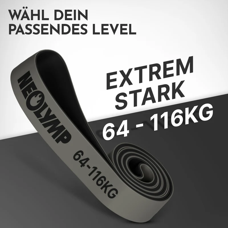 Heavy Resistance Bands aus Latex grau – Stärke: extrem stark (64-116 kg) | B‑Ware