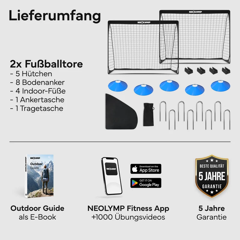 Fußballtore 2er Set in schwarz - mit Fiberglass - B-Ware