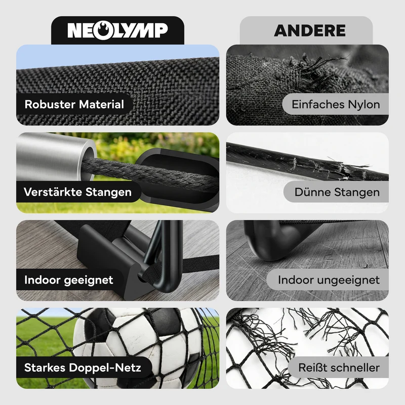 Fußballtore 2er Set in schwarz - mit Fiberglass - B-Ware