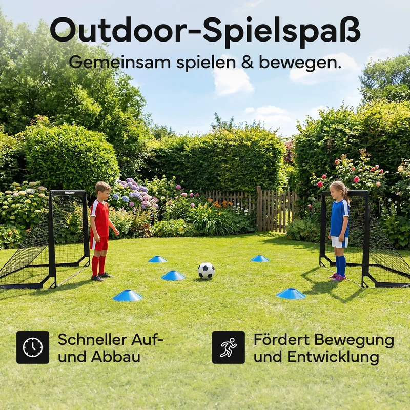 Fußballtore 2er Set in schwarz - mit Fiberglass - B-Ware