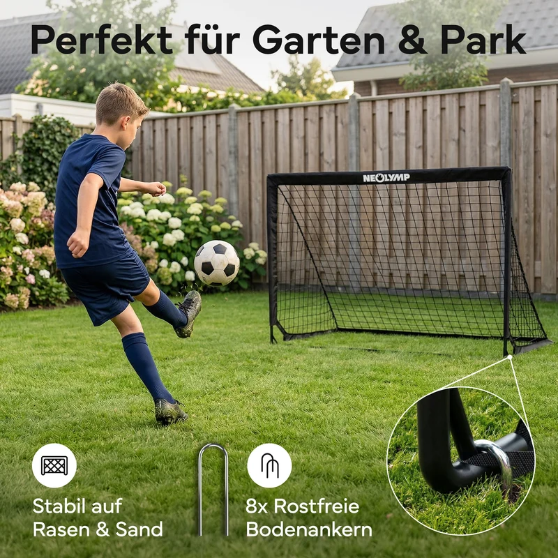 Fußballtore 2er Set in schwarz - mit Fiberglass - B-Ware