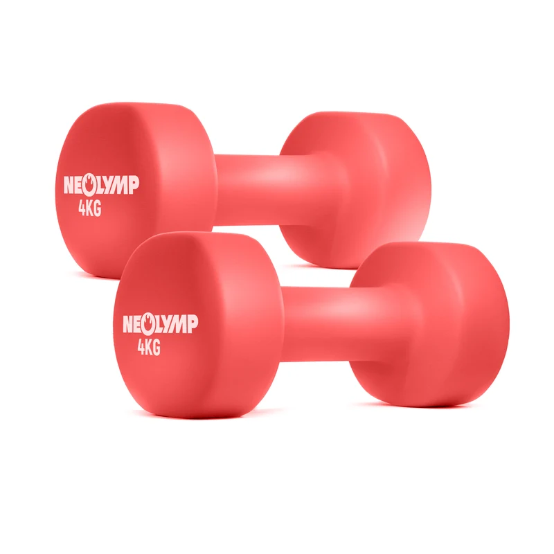 2er Set rutschfeste Neopren Kurzhanteln rot (4kg) – (B‑Ware)