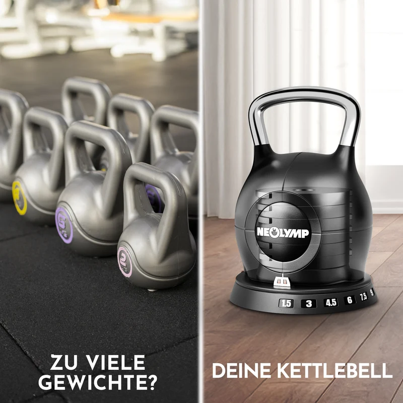 Kettlebell mit verstellbarem Gewicht (7 in 1) - bis 10 kg oder 20 kg