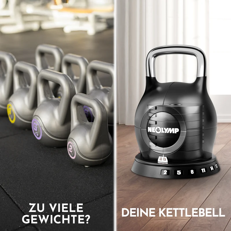 Kettlebell mit verstellbarem Gewicht (7 in 1) - bis 10 kg oder 20 kg