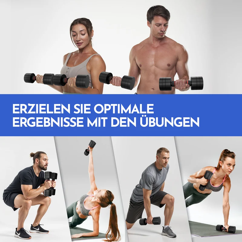 Verstellbare Chrome-Kurzhanteln in schwarz - 5 & 10kg (4er Set Kurzhanteln)
