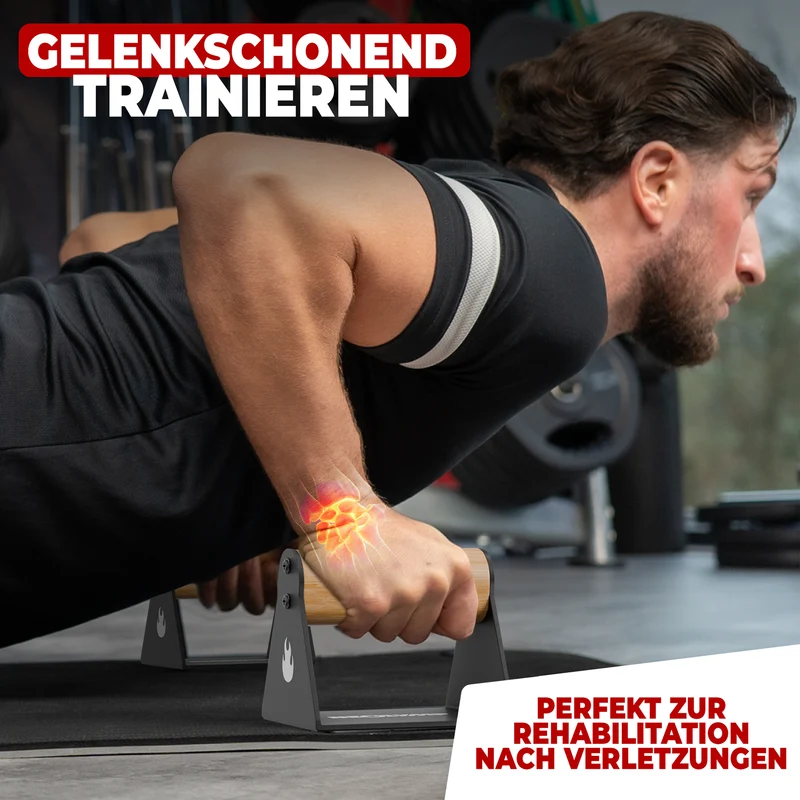 2er-Set Liegestützgriffe mit ergonomischem Holzgriff