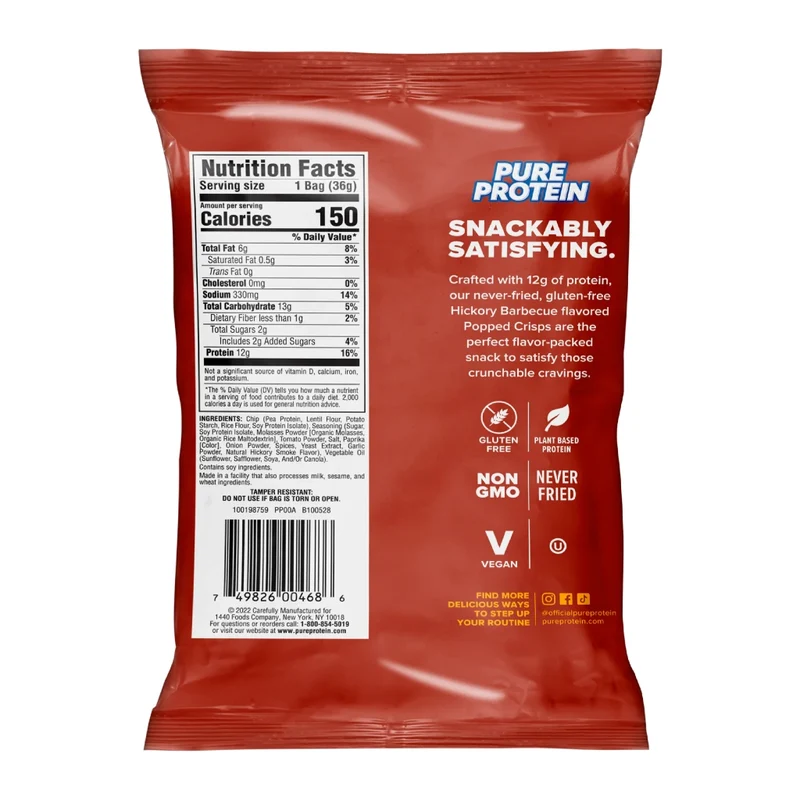 Pure Protein Snack de Proteína Popped Crips, 12 Unidades