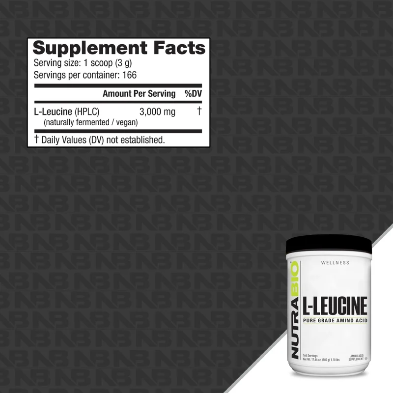 NutraBio Suplemento Alimenticio Leucina, 166 Servicios