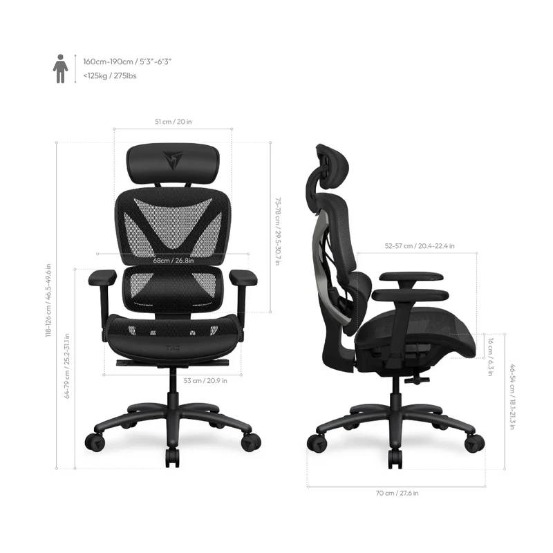 Thunderx3 Silla Ejecutiva Ergonómica XTC Loft, TEGC-307410Z.Z1