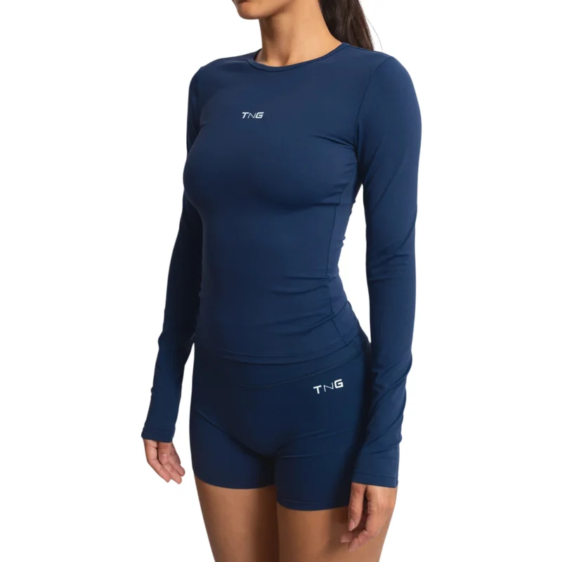 TNG Top Deportivo Manga Larga Performance Azul, para Mujer